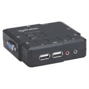 Switch KVM Manhattan Compacto 2 Puertos Desktop USB 2:1 Cables+Audio Color Negro